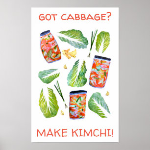 Heb je kool? Make Kimchi Fun Spicy Waterverf Poster