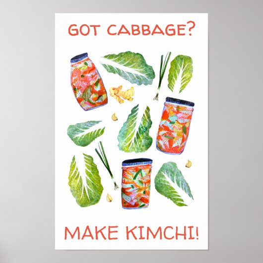 Heb je kool? Make Kimchi Fun Spicy Waterverf Poster (Voorkant)