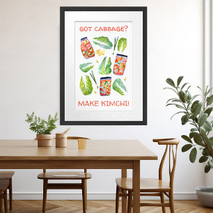 Heb je kool? Make Kimchi Fun Spicy Waterverf Poster