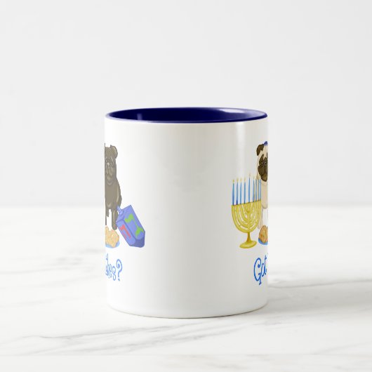 Heb je Latkes? Hanukkah Pug Mokken (Center)