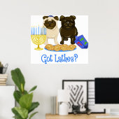 Heb je Latkes? Hanukkah Pug Posters (Thuiskantoor)