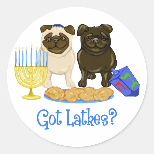 Heb je Latkes? Hanukkah Pug Stickers (Voorkant)