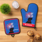 Heb je Liberty? Black Dog Oven Mitt Set (Top down)