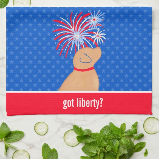 Heb je Liberty? Gele Hond Keukenhanddoek (Gevouwen)