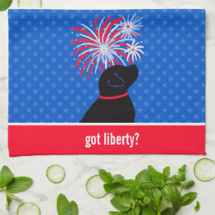 Heb je Liberty? Zwarte hond keukenhanddoek