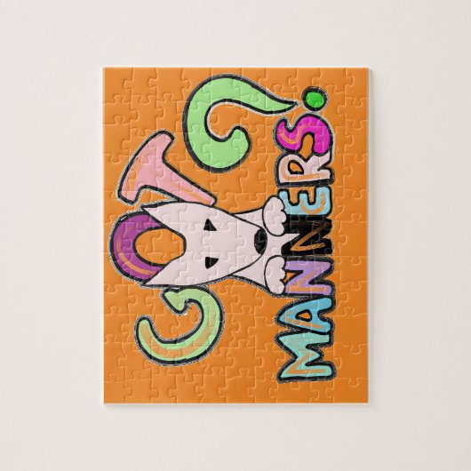 HEB JE MANIEREN? Engelse Bull Terrier huisdier kun Legpuzzel (Verticaal)