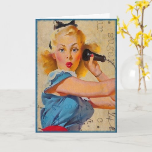 Heb je me gebeld, Sugar? Digitale kunst, verjaarda Kaart (Gele Bloem)