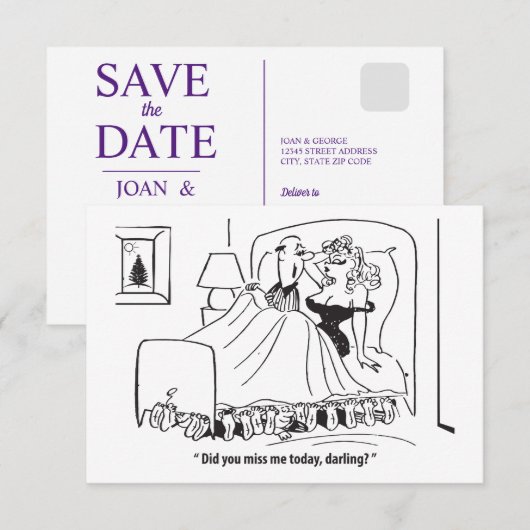 Heb je me gemist schat, grappig save the date (Voorkant / Achterkant)