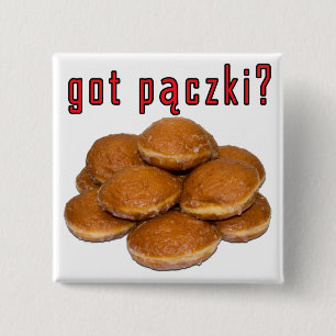 Heb je paczki ? Poolse dessert Vierkante Button 5,1 Cm
