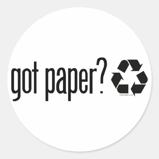 Heb je papier? Recyclingbord Ronde Sticker (Voorkant)