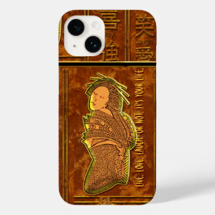 Heb je personages? Japans ontwerp in bruin en goud Case-Mate iPhone 14 Hoesje