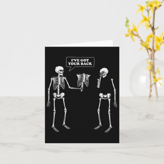 Heb je rug _ Funny Skeleton Pun Kaart (Gele Bloem)