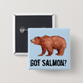 Heb je Salmon?  Edmond het Beer Vierkante Button 5,1 Cm (Voorkant /achterkant)