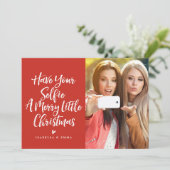 Heb je Selfie een prettige kerstvakantie Feestdagenkaart (Staand voorkant)