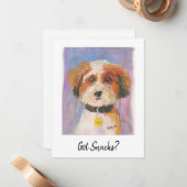 Heb je snacks? Dog Kaart Notitiekaartje (Voorkant / Achterkant in situ)