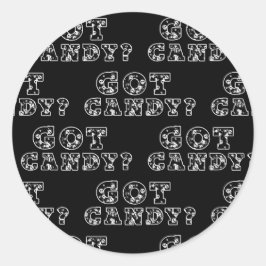 Heb je Snoep? Zwarte en witte schedels Halloween Ronde Sticker