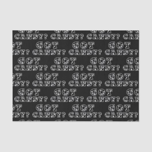 Heb je Snoep? Zwarte en witte schedels Halloween Tissuepapier (Voorkant)