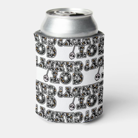 Heb je Snoep? Zwarte en witte schedels Sucker Hall Blikjeskoeler (Blikje Achterkant)