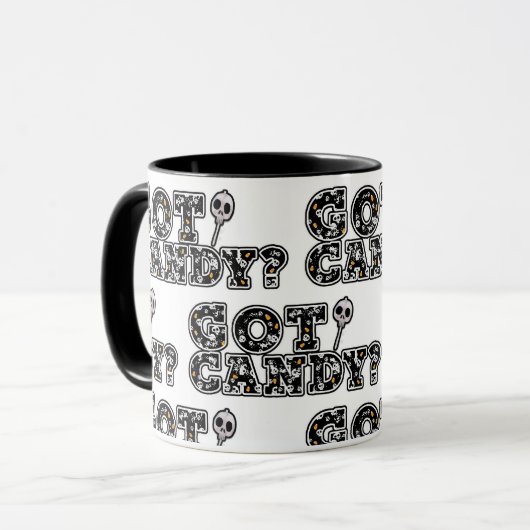 Heb je Snoep? Zwarte en witte schedels Sucker Hall Mok (Voorkant links)