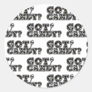 Heb je Snoepjes? Zwarte & Witte Schedels Lolly Hal Ronde Sticker