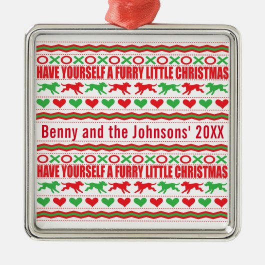 Heb je zelf een kleine kersthond metalen ornament (Voorkant)