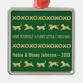 Heb je zelf een kleine kerstkattenhond metalen ornament