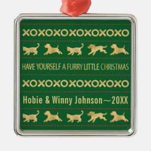 Heb je zelf een kleine kerstkattenhond metalen ornament