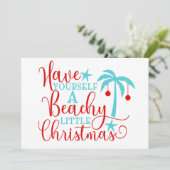 Heb jezelf een beachy kerst feestdagenkaart (Staand voorkant)