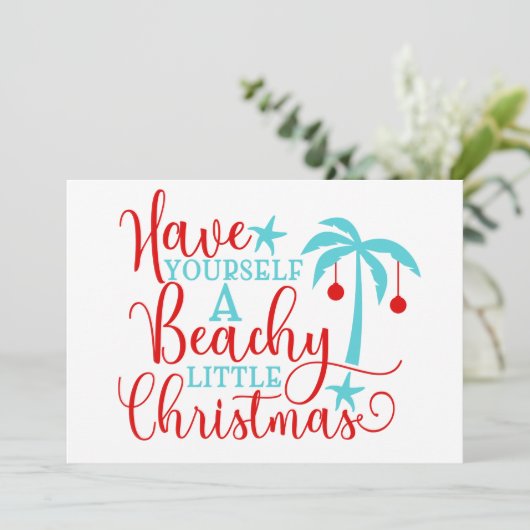 Heb jezelf een beachy kerst feestdagenkaart (Staand voorkant)