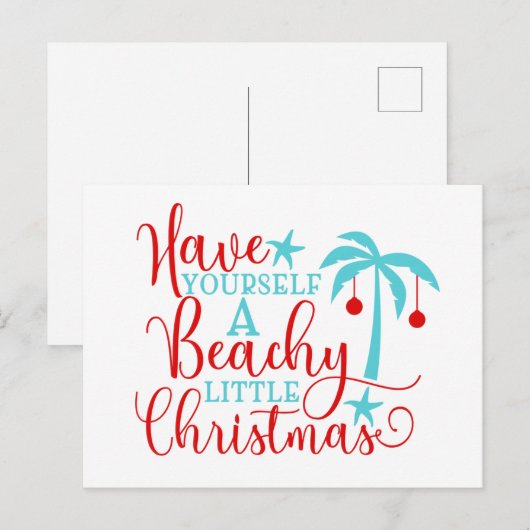 Heb jezelf een beachy kerst feestdagenkaart (Voorkant / Achterkant)