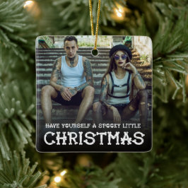 Heb jezelf een griezelige kleine kerstfoto keramisch ornament