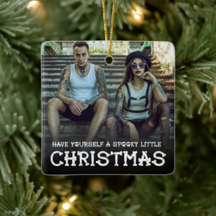 Heb jezelf een griezelige kleine kerstfoto keramisch ornament