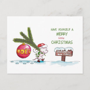 Heb jezelf een prettig kerstcadeautje getekend feestdagenkaart