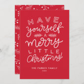 Heb jezelf een prettig kerstscript rood feestdagenkaart (Voorkant / Achterkant)