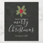 Heb jezelf een prettige kerst Holly Wijn Etiket (Enkel label)