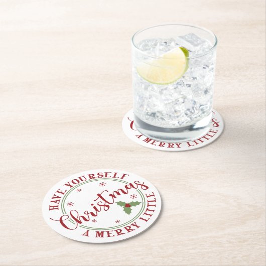Heb jezelf een prettige kerst ronde kartonnen onderzetter (Insitu)
