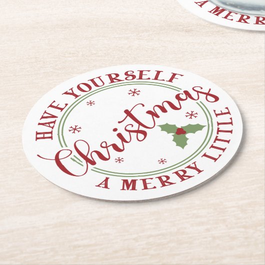 Heb jezelf een prettige kerst ronde kartonnen onderzetter (Gebogen)