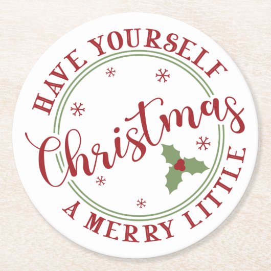 Heb jezelf een prettige kerst ronde kartonnen onderzetter (Voorkant)