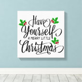 Heb jezelf een prettige kerstfeestdag canvas afdruk (Insitu (Houten vloer))