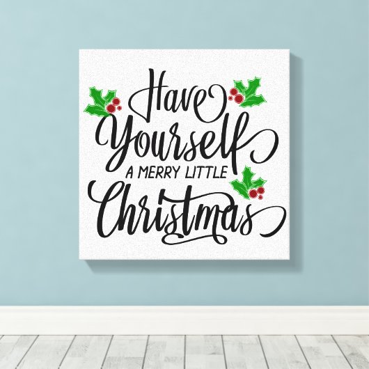 Heb jezelf een prettige kerstfeestdag canvas afdruk (Insitu (Houten vloer))