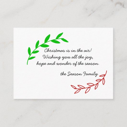 Heb jezelf een prettige kerstfoto-kaart informatiekaartje (Achterkant)