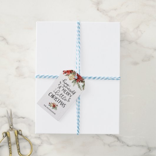 Heb jezelf een prettige kersttypografie cadeaulabel (Met Touw)