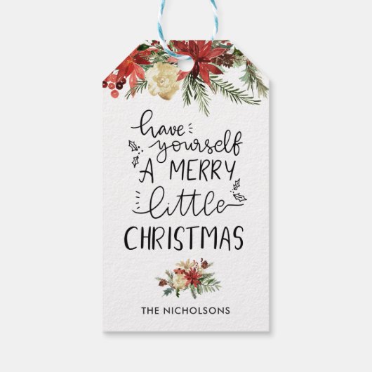 Heb jezelf een prettige kersttypografie cadeaulabel (Achterkant)