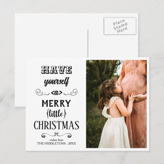 Heb jezelf een prettige kersttypografie feestdagenkaart (Voorkant / Achterkant)