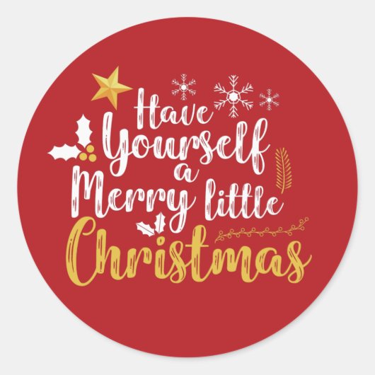 Heb jezelf een prettige kersttypografie ronde sticker (Voorkant)