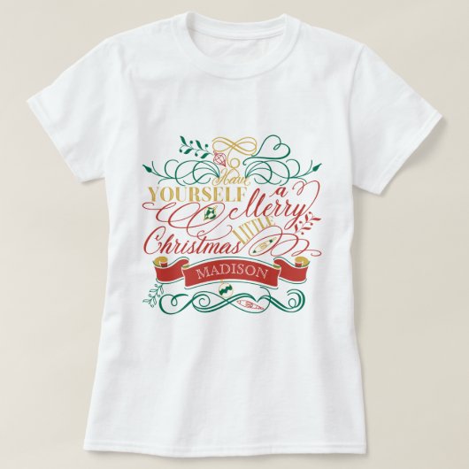 Heb jezelf een prettige kersttypografie t-shirt (Design voorkant)