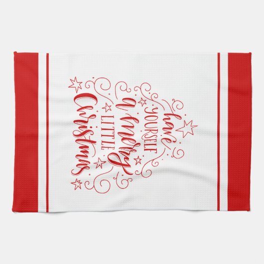 Heb jezelf een prettige kersttypografie theedoek (Horizontaal)