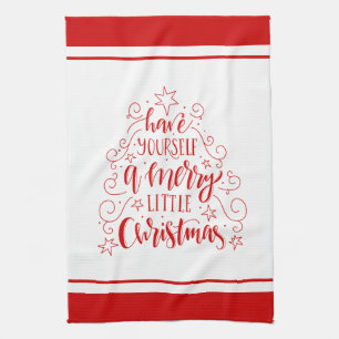 Heb jezelf een prettige kersttypografie theedoek