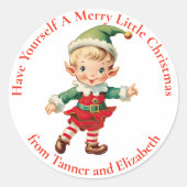 Heb jezelf een vrolijk kerst elf gewoonte ronde sticker (Voorkant)