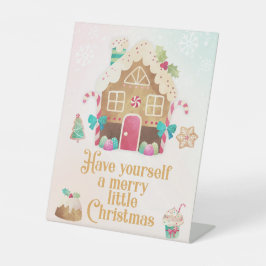 Heb jezelf een vrolijk kerstbordje reclamebord met voetstuk